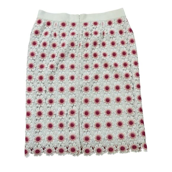 J Crew Floral Crochet Pencil Knee Length Skirt Size 16 Pink Garden Party Church - Picture 2 of 5